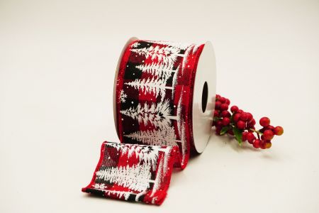 Trees. Snowflakes Wired Ribbon_KF6326GC-7-7_red
